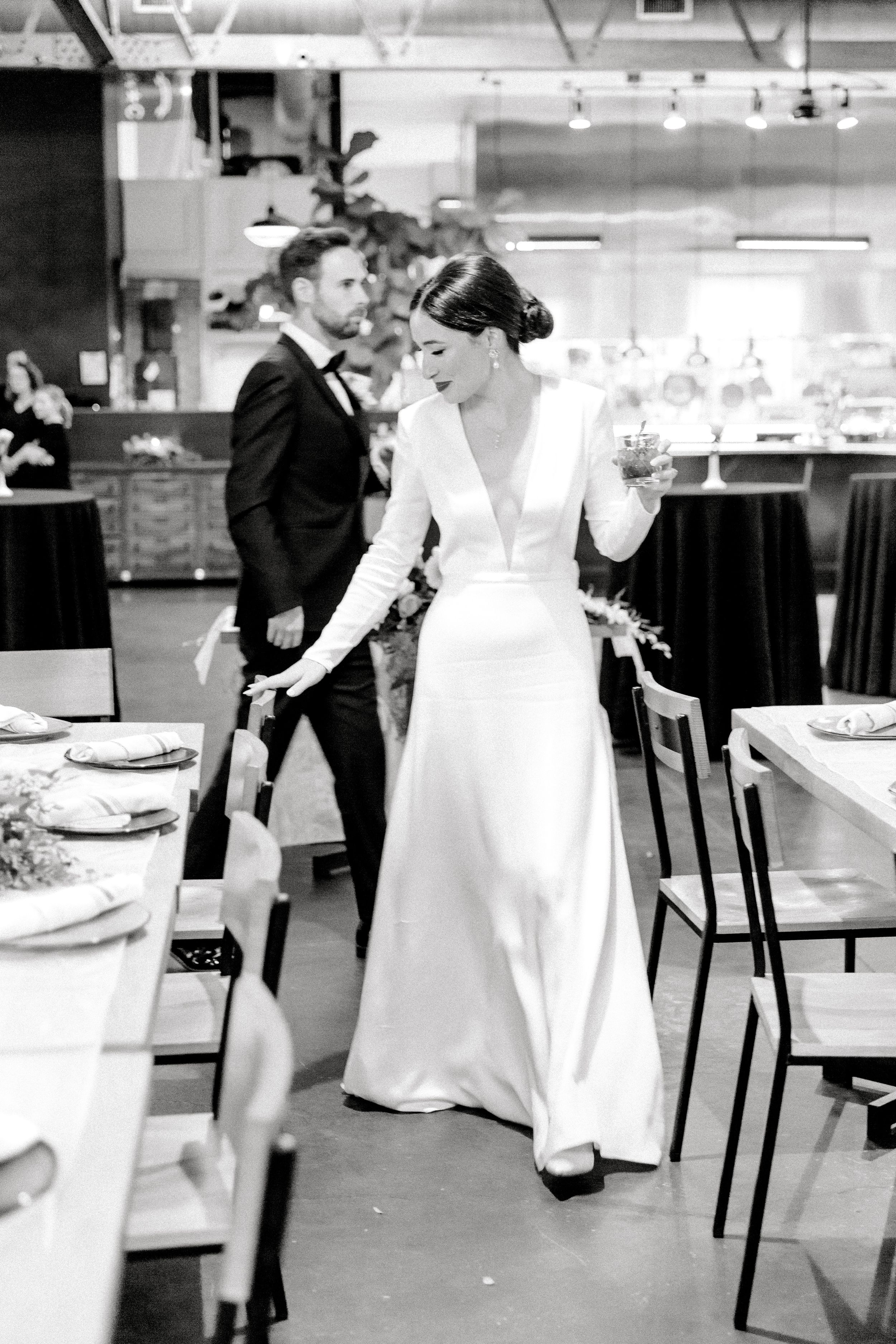 Documentary wedding photography of intimate reception room reveal